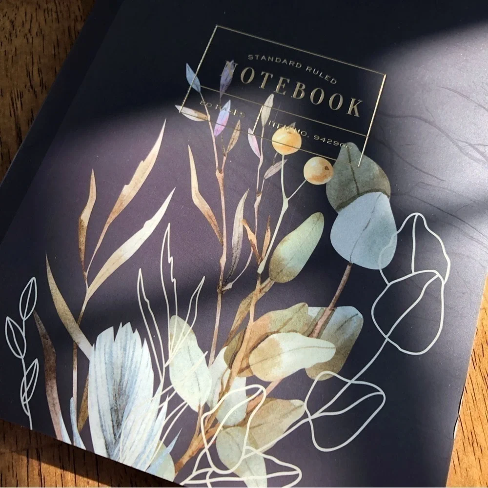 Black Floral lined Notebook